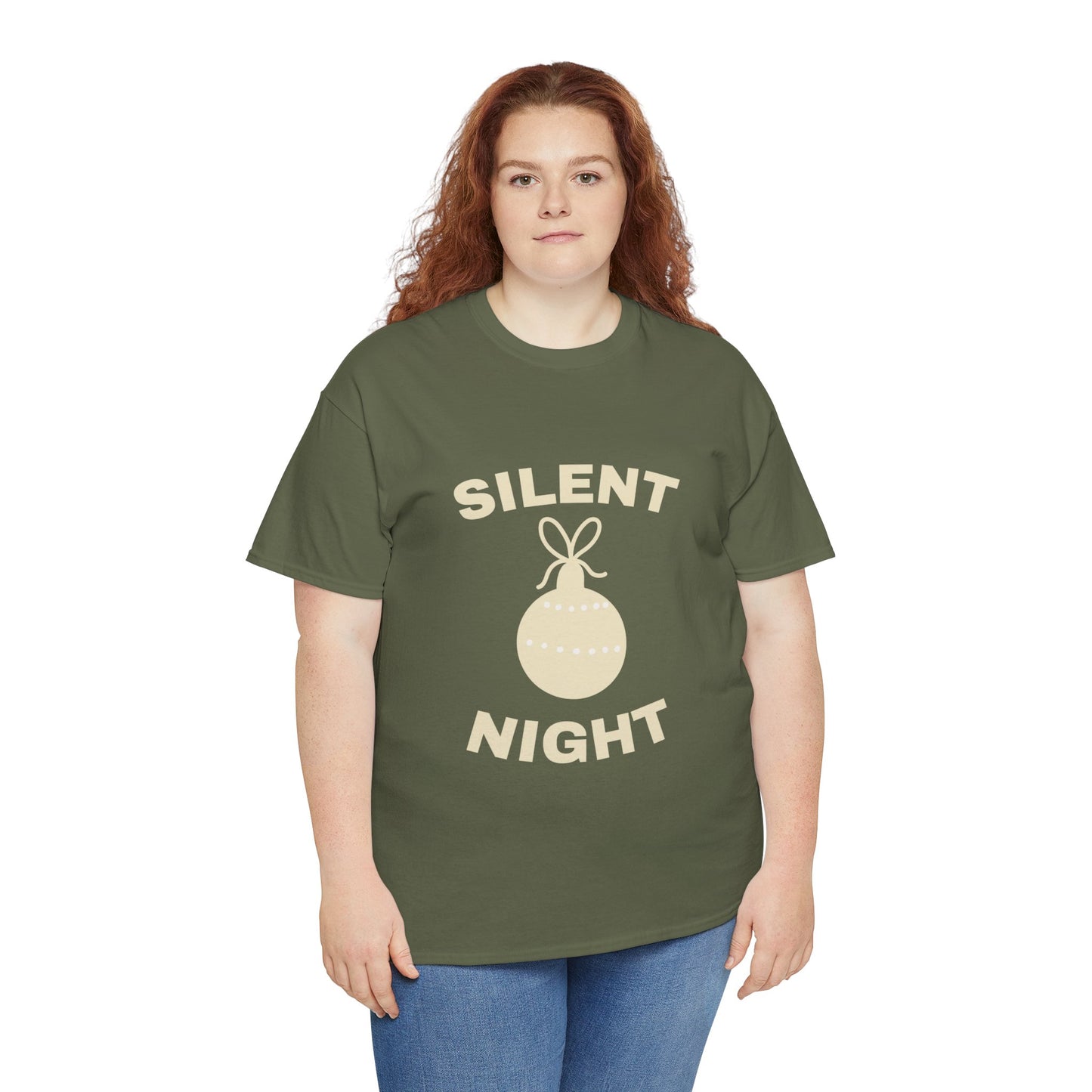 Silent Night Unisex Heavy Cotton Tee | Holiday Shirt, Christmas Apparel, Cozy Gift, Seasonal Fashion, Festive Wear