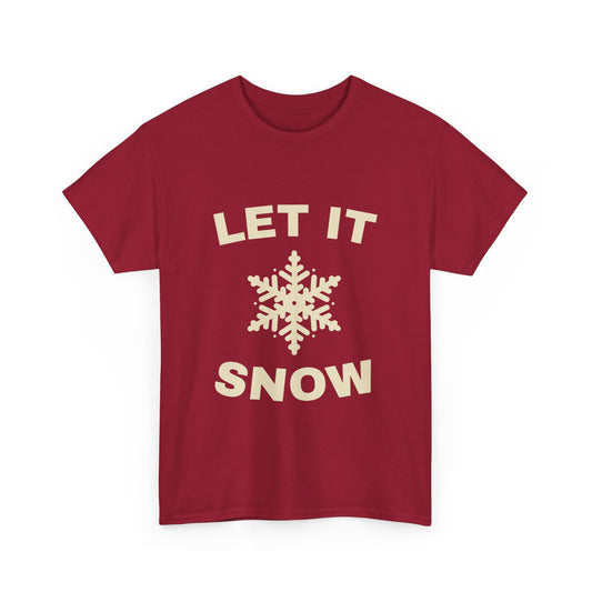 Winter Vibes Unisex Heavy Cotton Tee - Let It Snow! Casual Wear, Holiday Gift, Cozy Style, Winter Fashion, Seasonal T-shirt