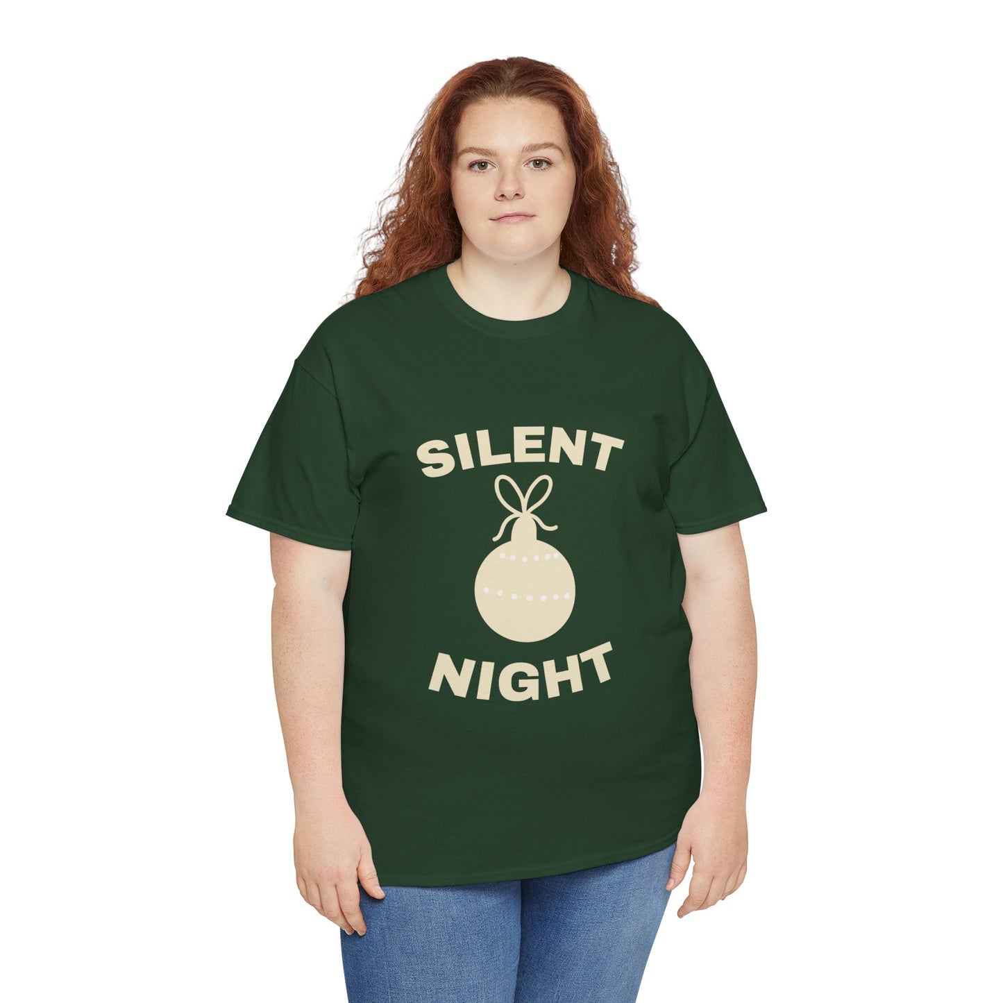 Silent Night Unisex Heavy Cotton Tee | Holiday Shirt, Christmas Apparel, Cozy Gift, Seasonal Fashion, Festive Wear
