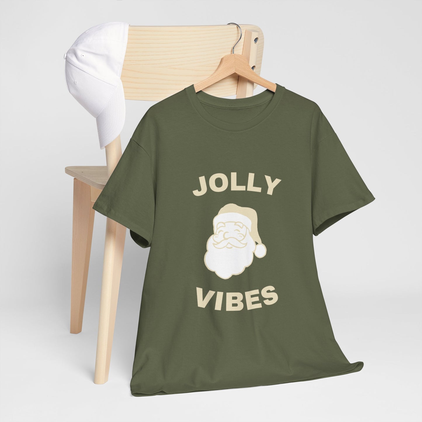 Jolly Vibes Unisex Heavy Cotton Tee for Holiday Cheer, Christmas Gift, Festive T-Shirt, Joyful Apparel, Family Gatherings