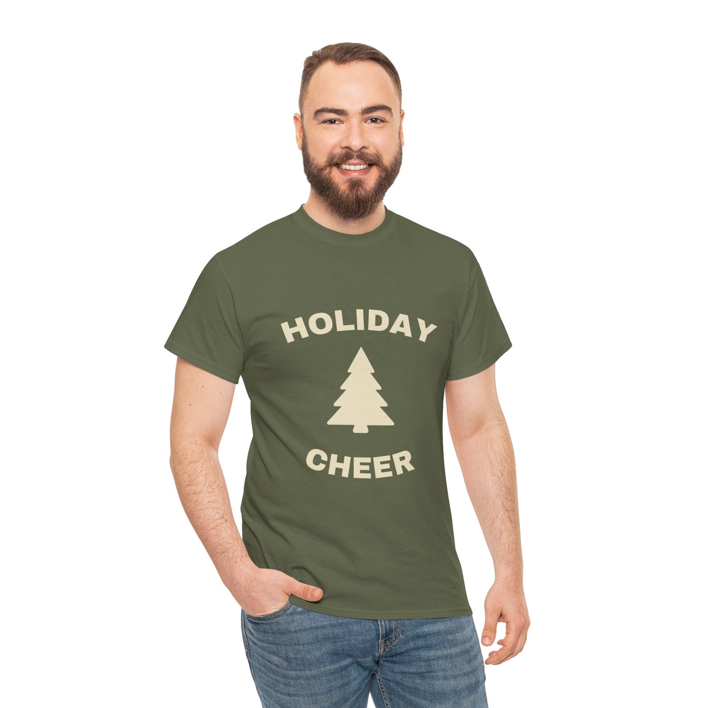 Holiday Cheer Unisex Heavy Cotton Tee, Christmas Gift, Casual Wear, Soft Cotton Tee, Winter Apparel, Unisex T-Shirt
