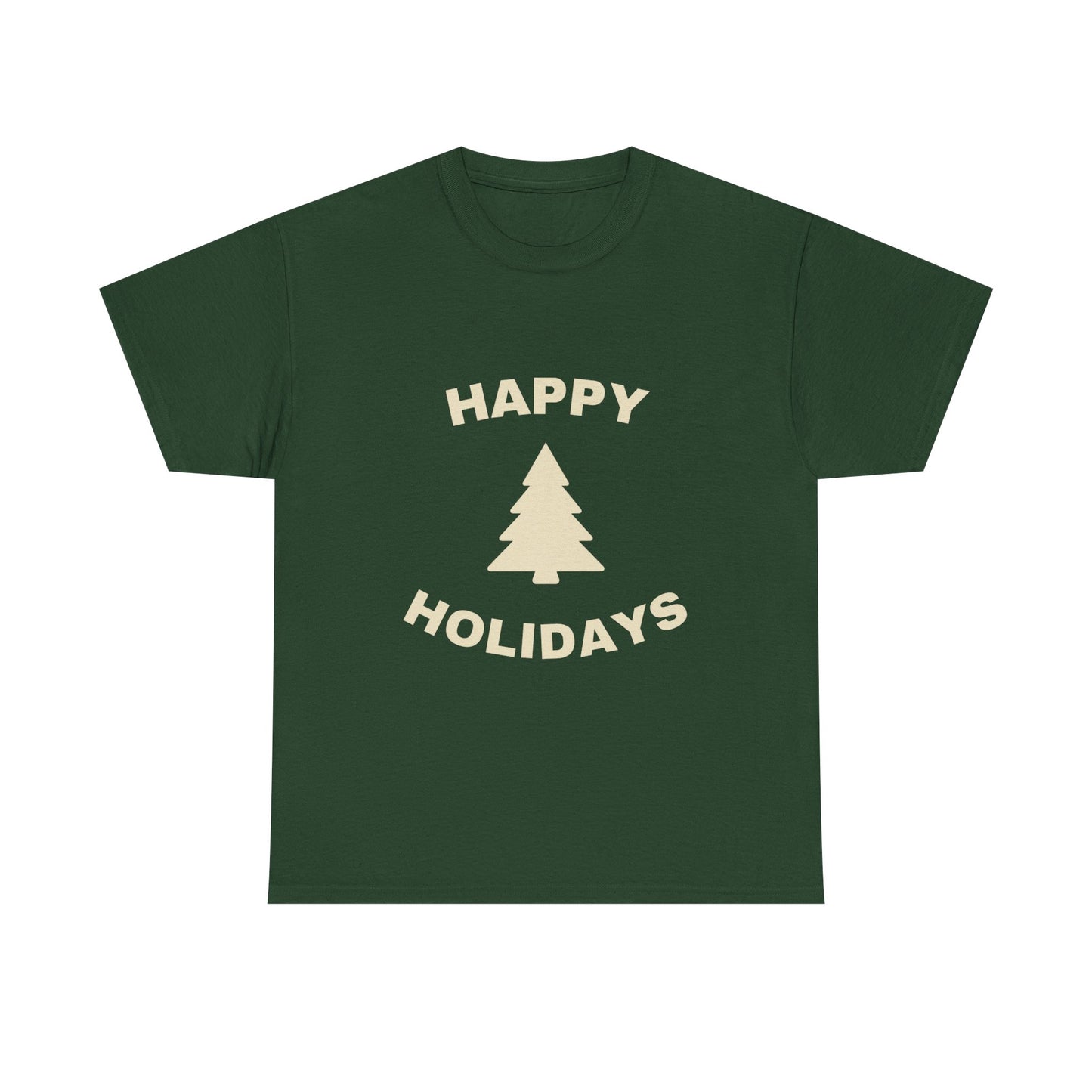 Happy Holidays Unisex Heavy Cotton Tee, Christmas Shirt, Holiday Gift, Festive Apparel, Winter Wear, Seasonal Tee