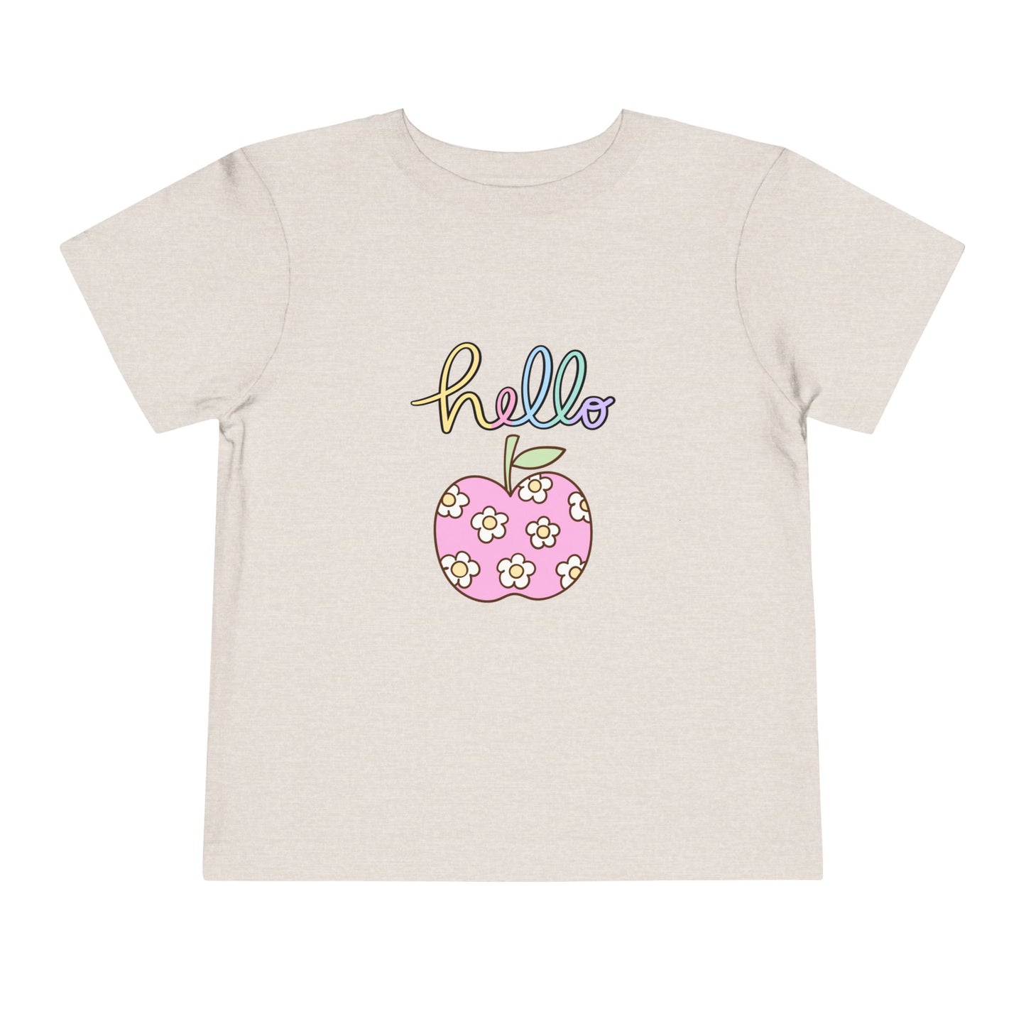 Hello Apple Toddler Tee, Cute Kids T-Shirt, Summer Outfit, Birthday Gift, Fun Playwear, Toddler Apparel