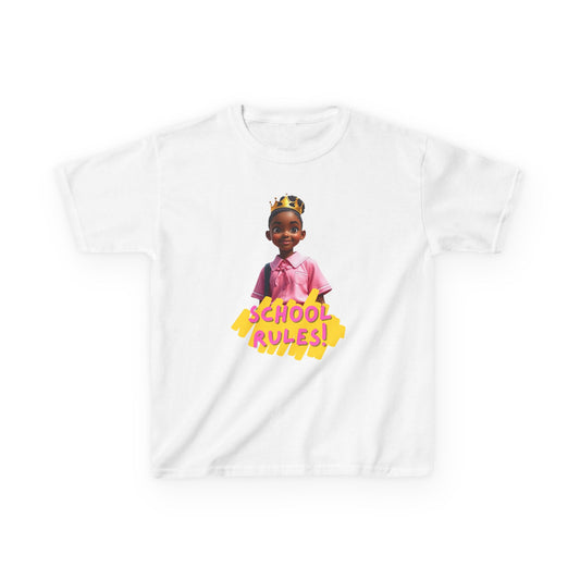 School Rules! Kids Heavy Cotton Tee, Back to School Shirt, Youth Graphic T-Shirt, Fun Kids Apparel, Classroom Gift, Inspiring Kids Clothing