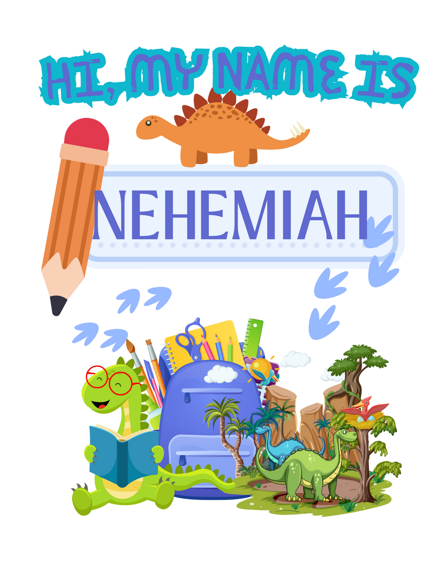 Dinosaur Back to School Toddler Tee, Kids Name Shirt, Birthday Gift, Toddler T-Shirt, Cute Dino Apparel