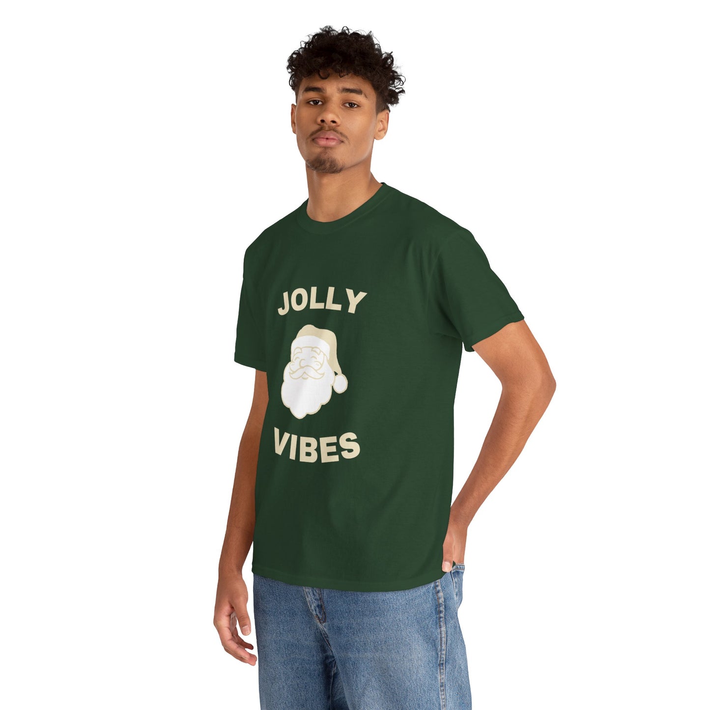 Jolly Vibes Unisex Heavy Cotton Tee for Holiday Cheer, Christmas Gift, Festive T-Shirt, Joyful Apparel, Family Gatherings