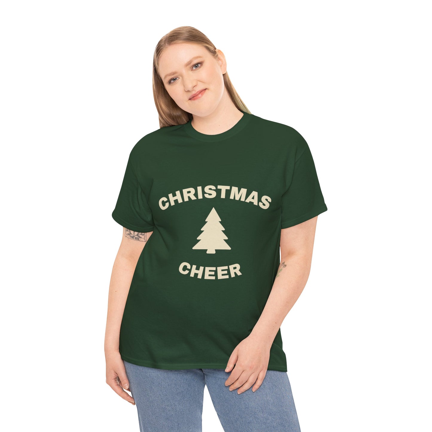 Unisex Heavy Cotton Tee - Christmas Cheer Tee, Holiday Gift Shirt, Seasonal T-Shirt, Festive Apparel, Christmas Party Outfit