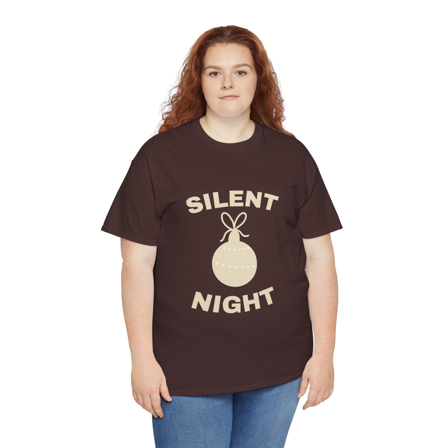 Silent Night Unisex Heavy Cotton Tee | Holiday Shirt, Christmas Apparel, Cozy Gift, Seasonal Fashion, Festive Wear