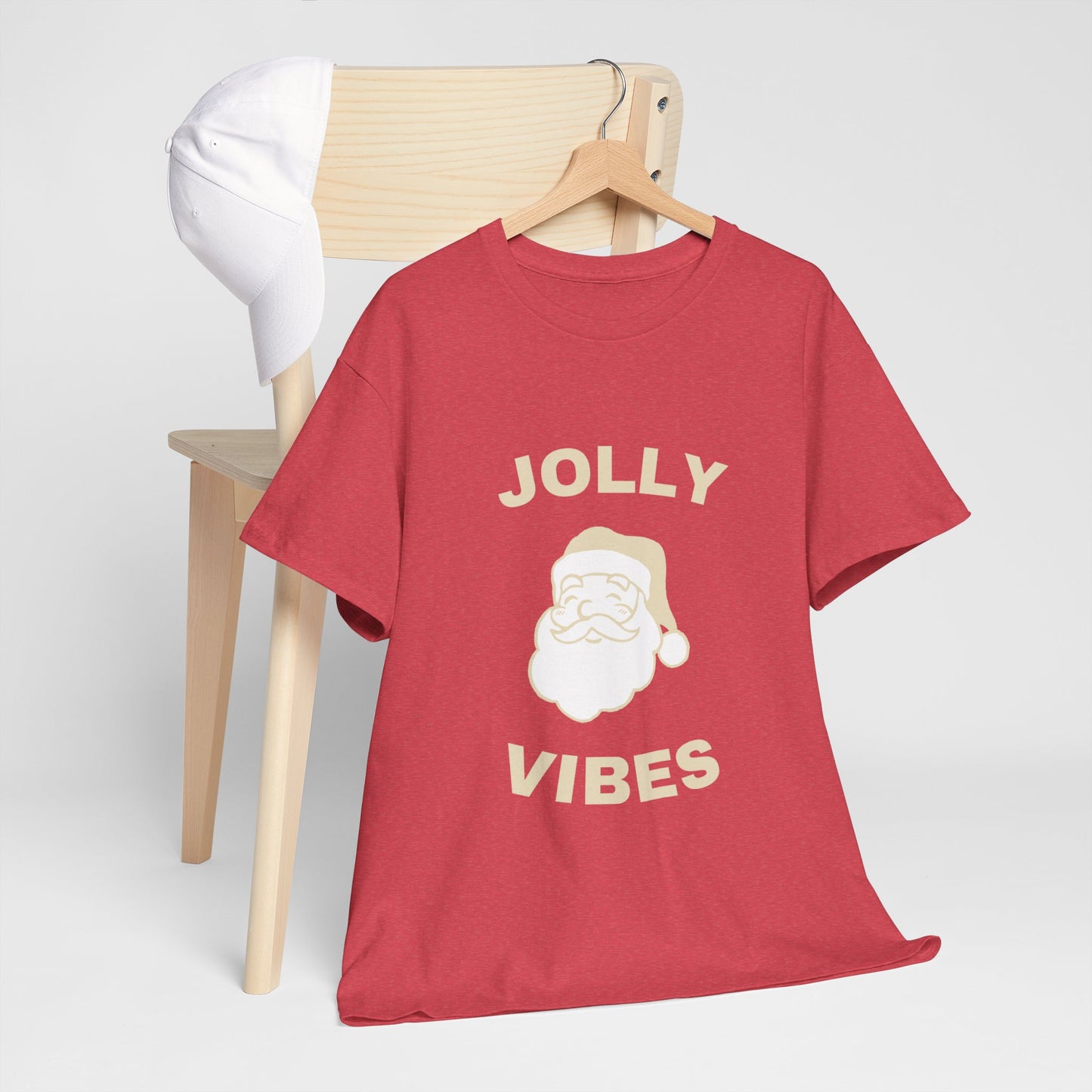Jolly Vibes Unisex Heavy Cotton Tee for Holiday Cheer, Christmas Gift, Festive T-Shirt, Joyful Apparel, Family Gatherings