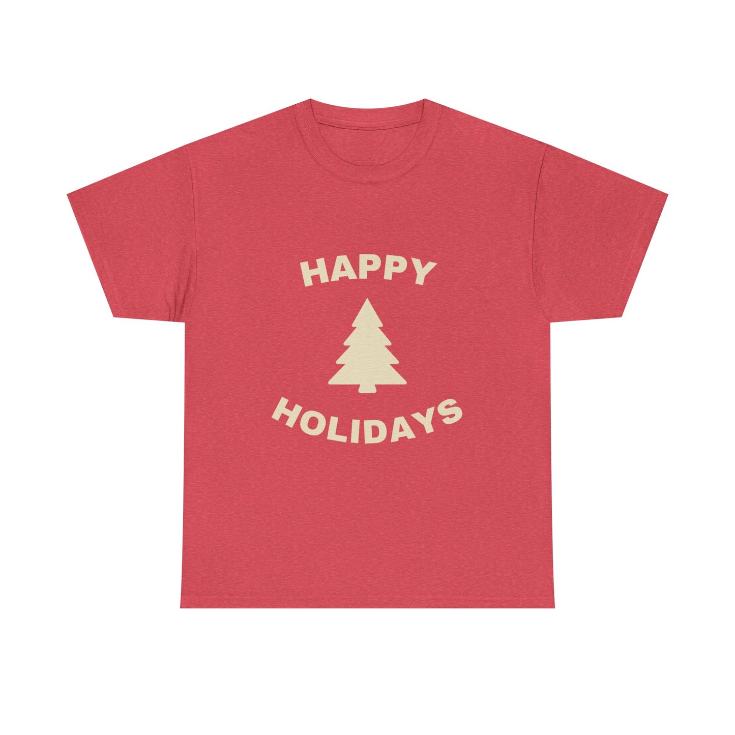 Happy Holidays Unisex Heavy Cotton Tee, Christmas Shirt, Holiday Gift, Festive Apparel, Winter Wear, Seasonal Tee