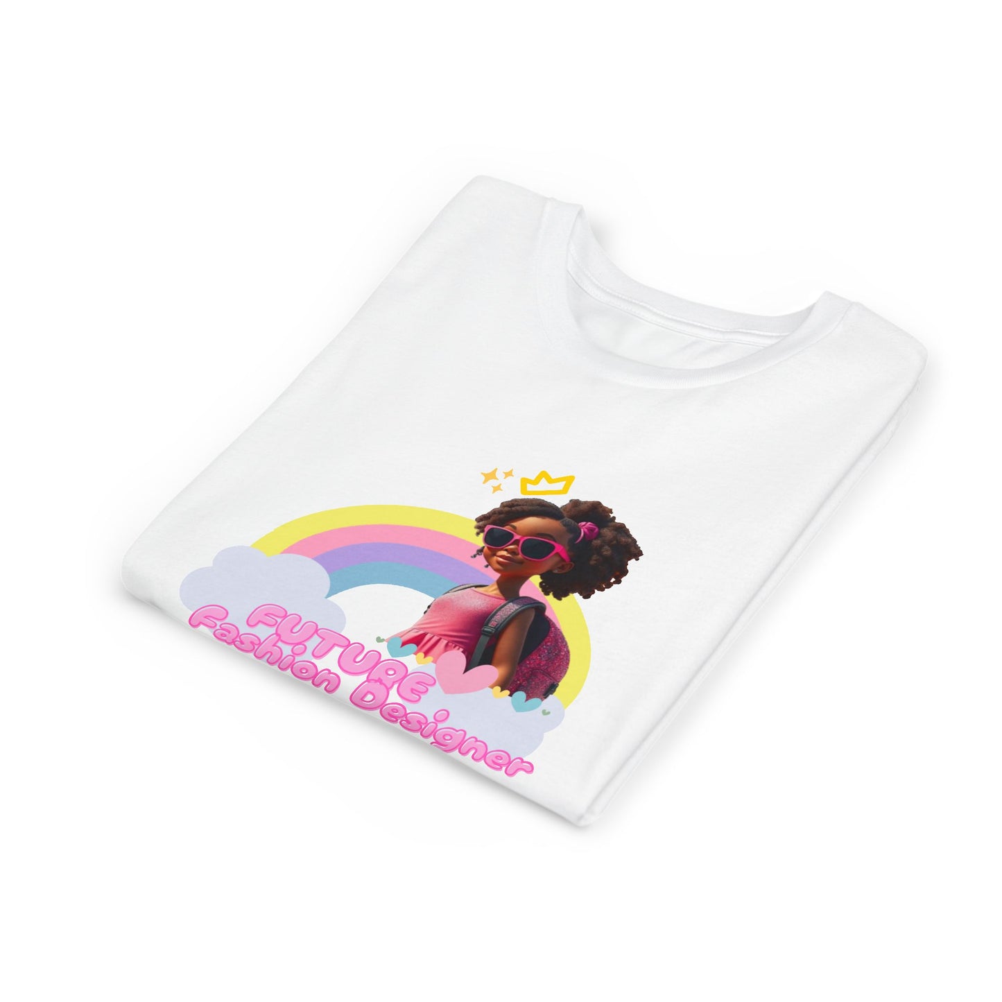 Colorful Youth T-Shirt - Fashion Designer Rainbow Tee, Kids Summer Shirt, Cute Graphic Top, Gift for Girls, Birthday Outfit