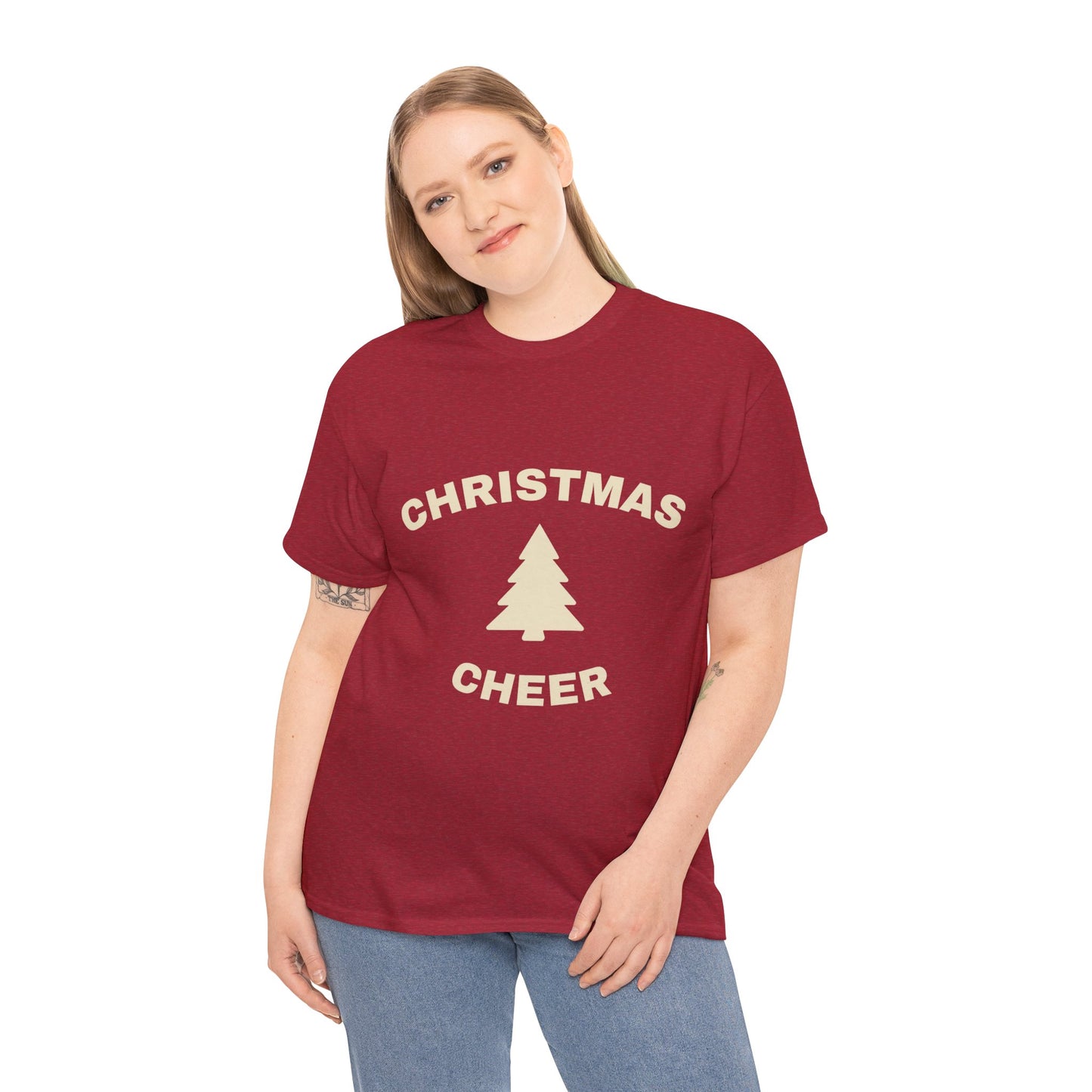 Unisex Heavy Cotton Tee - Christmas Cheer Tee, Holiday Gift Shirt, Seasonal T-Shirt, Festive Apparel, Christmas Party Outfit