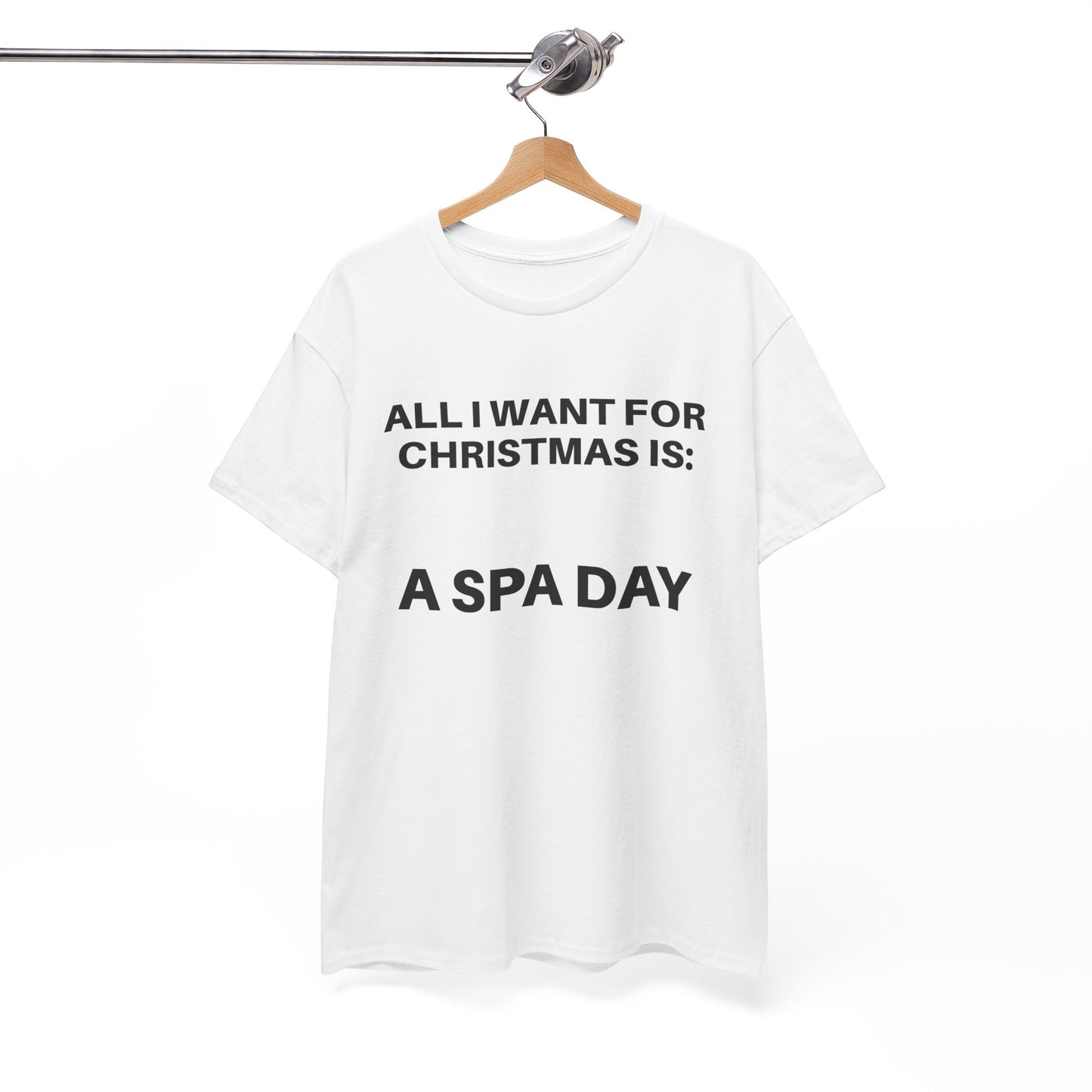 Christmas Spa Day Tee, Unisex Cotton T-Shirt, Holiday Gift Shirt, Relaxation Apparel, Funny Holiday Tee, Self-Care Top
