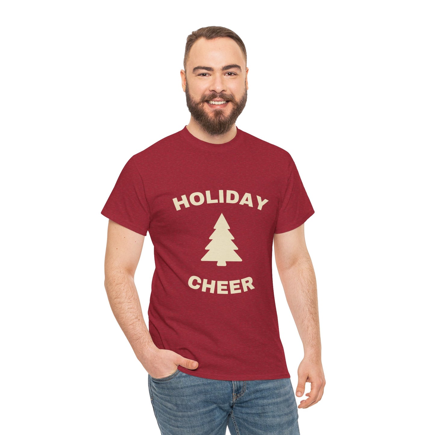 Holiday Cheer Unisex Heavy Cotton Tee, Christmas Gift, Casual Wear, Soft Cotton Tee, Winter Apparel, Unisex T-Shirt