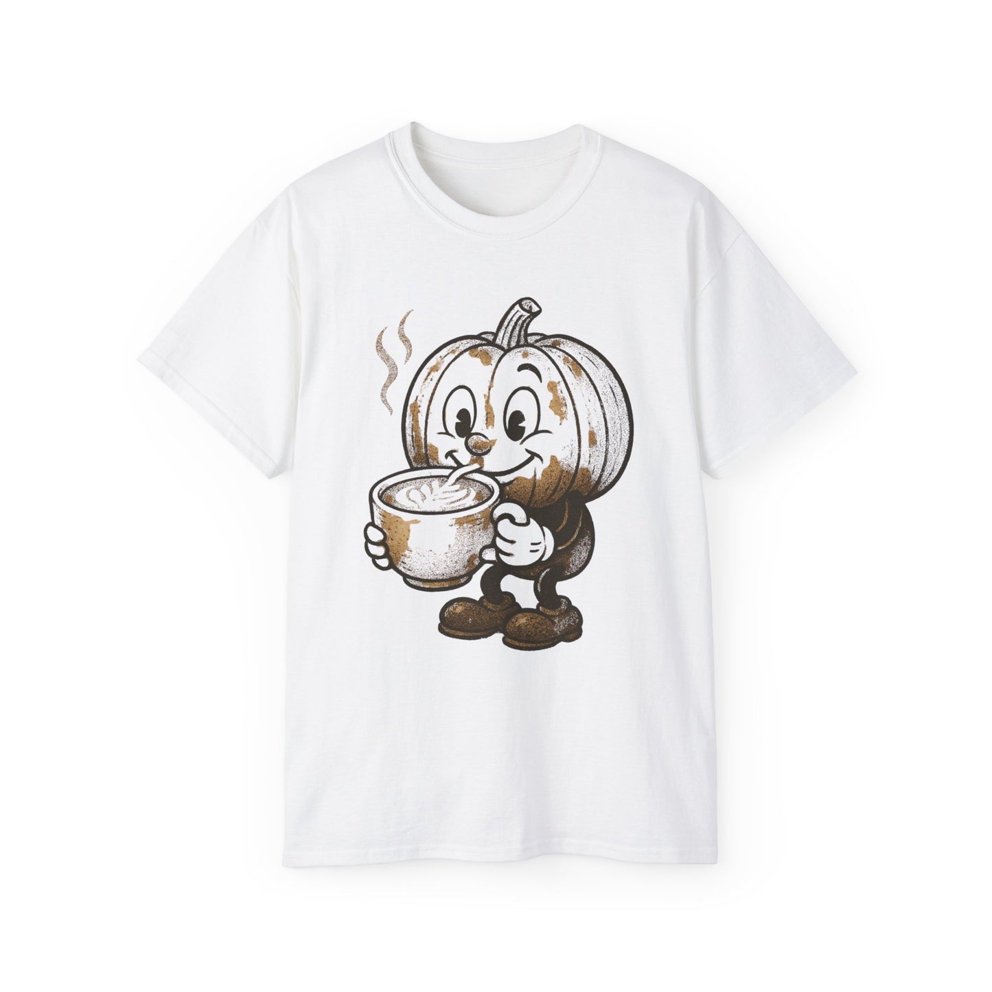 Cozy Pumpkin Coffee Tee, Fall T-Shirt, Halloween Shirt, Cute Unisex Tee, Gift for Pumpkin Lovers, Autumn Apparel