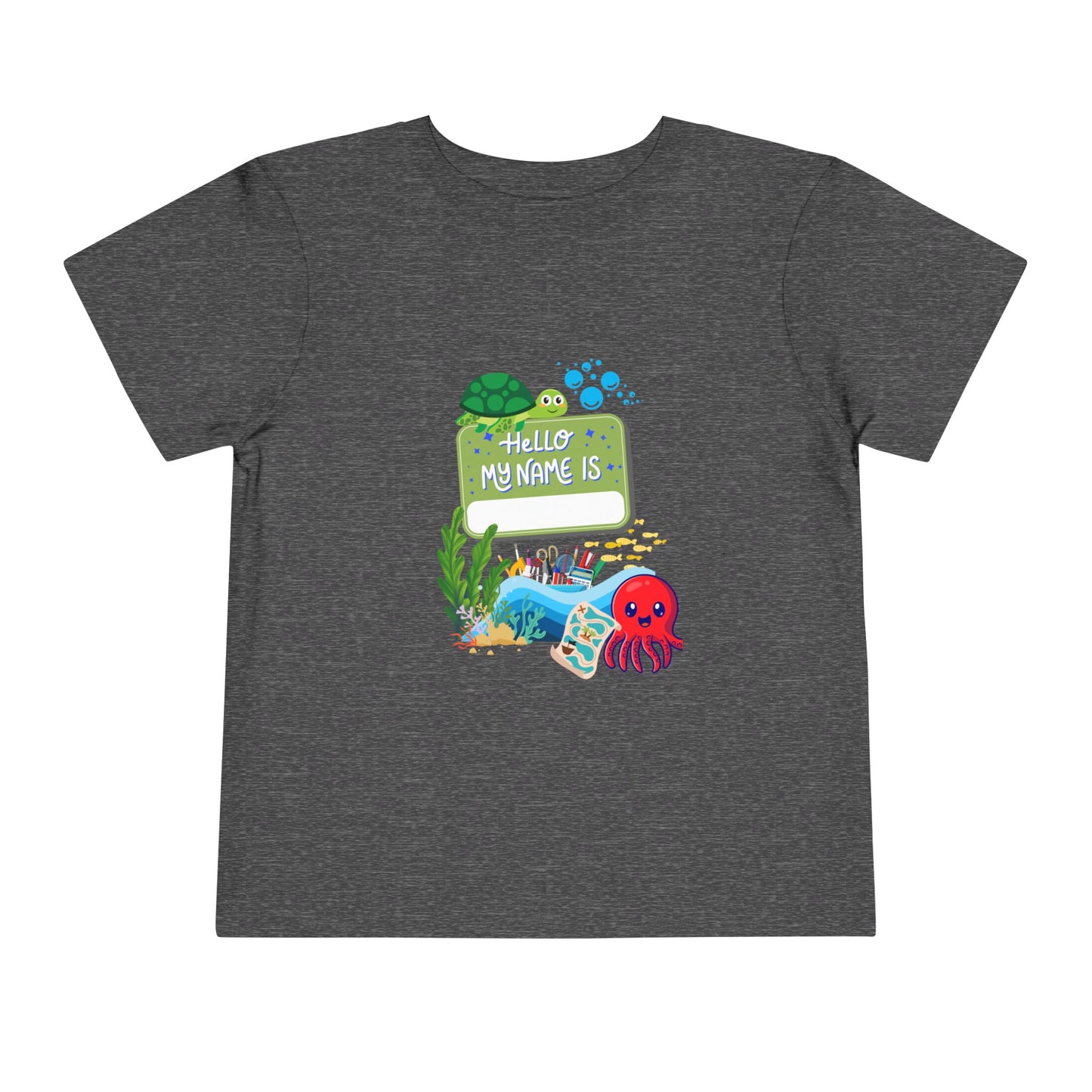 Personalized Toddler Short Sleeve Tee - 'Hello My Name Is' Ocean Theme, Kids Birthday Gift, Summer Wear, Under the Sea Party, Beach Day T-Shirt