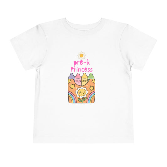 Cute Pre-K Princess Toddler Tee, Fun Kids Shirt, Toddler Birthday Gift, Preschool T-Shirt, Rainbow Crayon Design