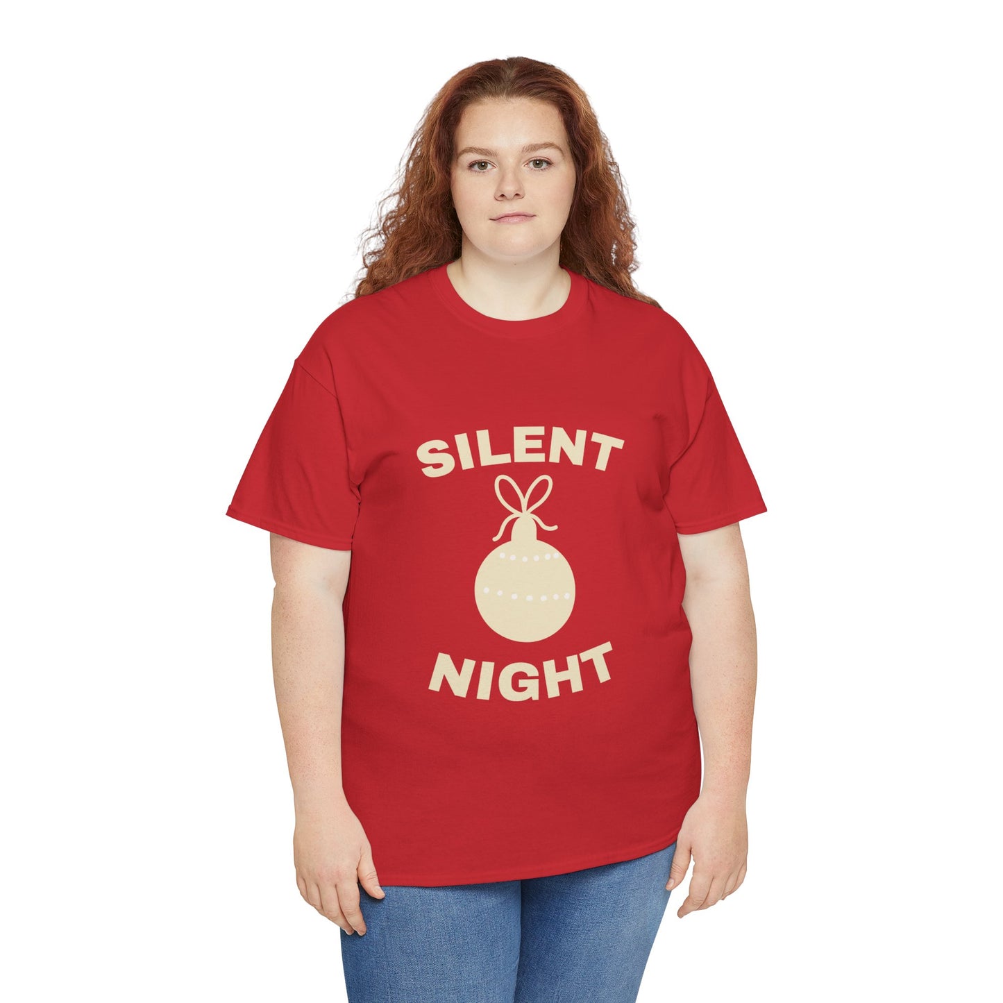 Silent Night Unisex Heavy Cotton Tee | Holiday Shirt, Christmas Apparel, Cozy Gift, Seasonal Fashion, Festive Wear